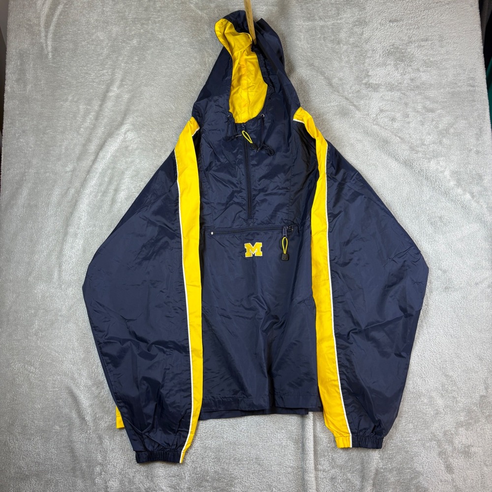 USA Sport Club Jacket Mens XL Michigan Wolverines 1/2 Zip Windbreaker Navy Blue